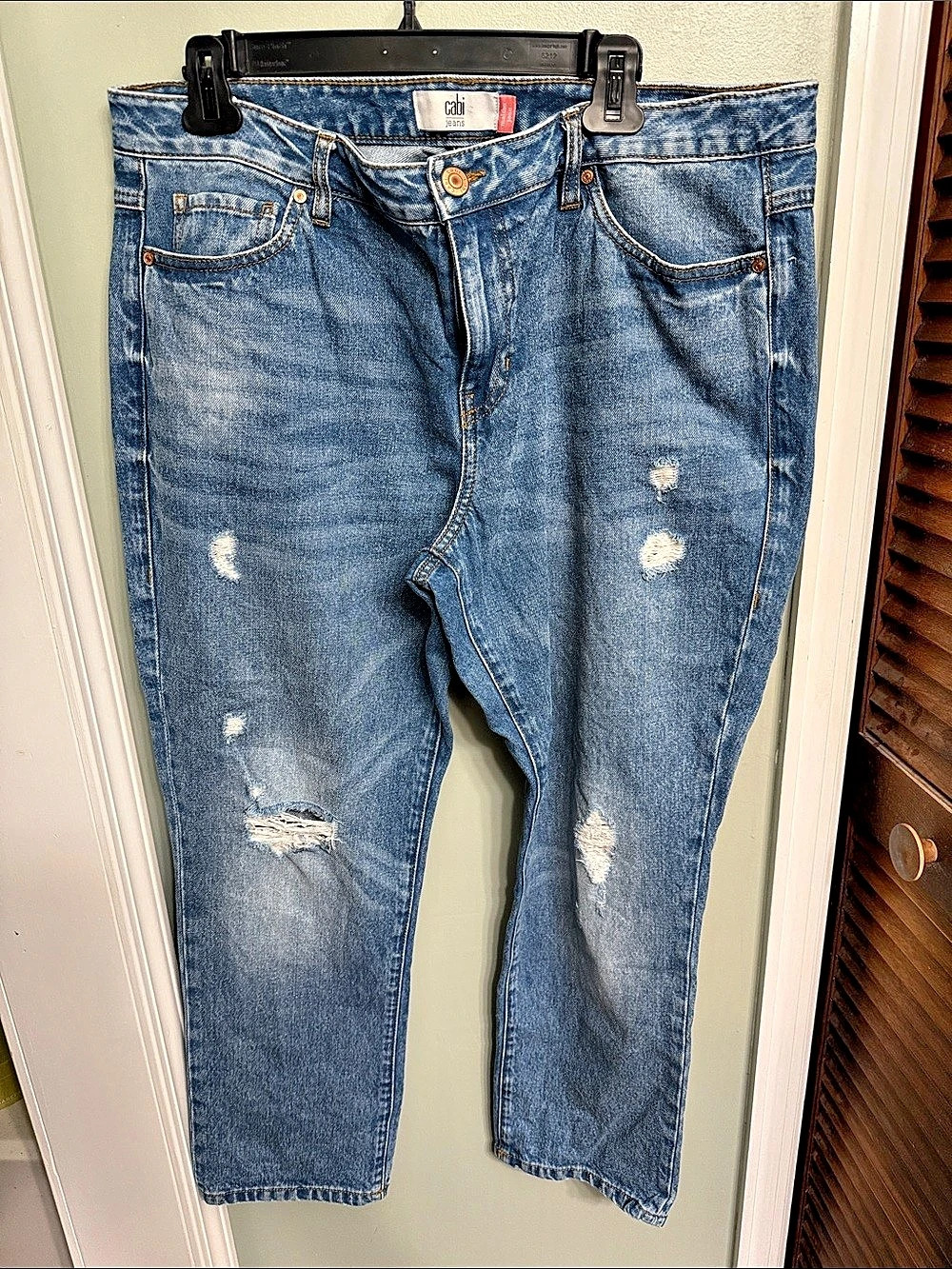 Cabi Malibu Jeans Distressed Blue Skinny Jeans Waist 14